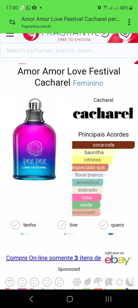 Amor Amor Cacharel - Edição Limitada Descontinuados