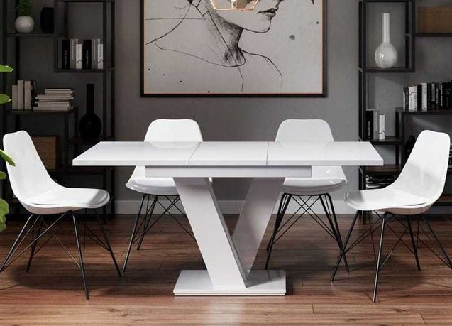 Stół biały połysk rozkładany 120-160 stół do salonu nowoczesny stół