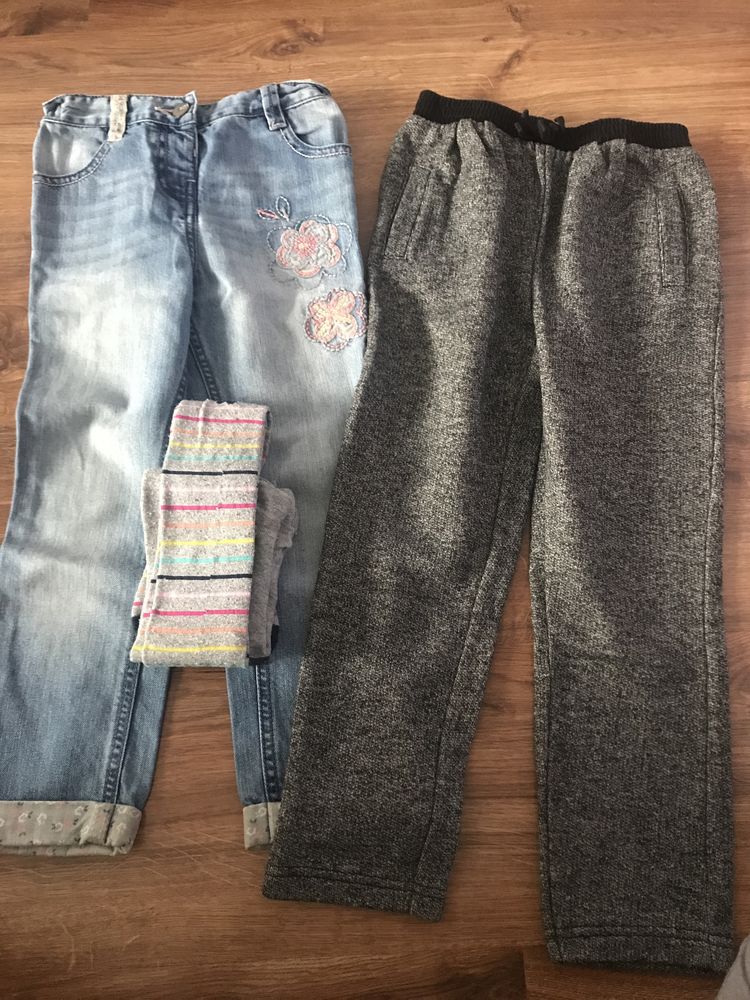 2 x spodnie i rajstopy r. 110/116
