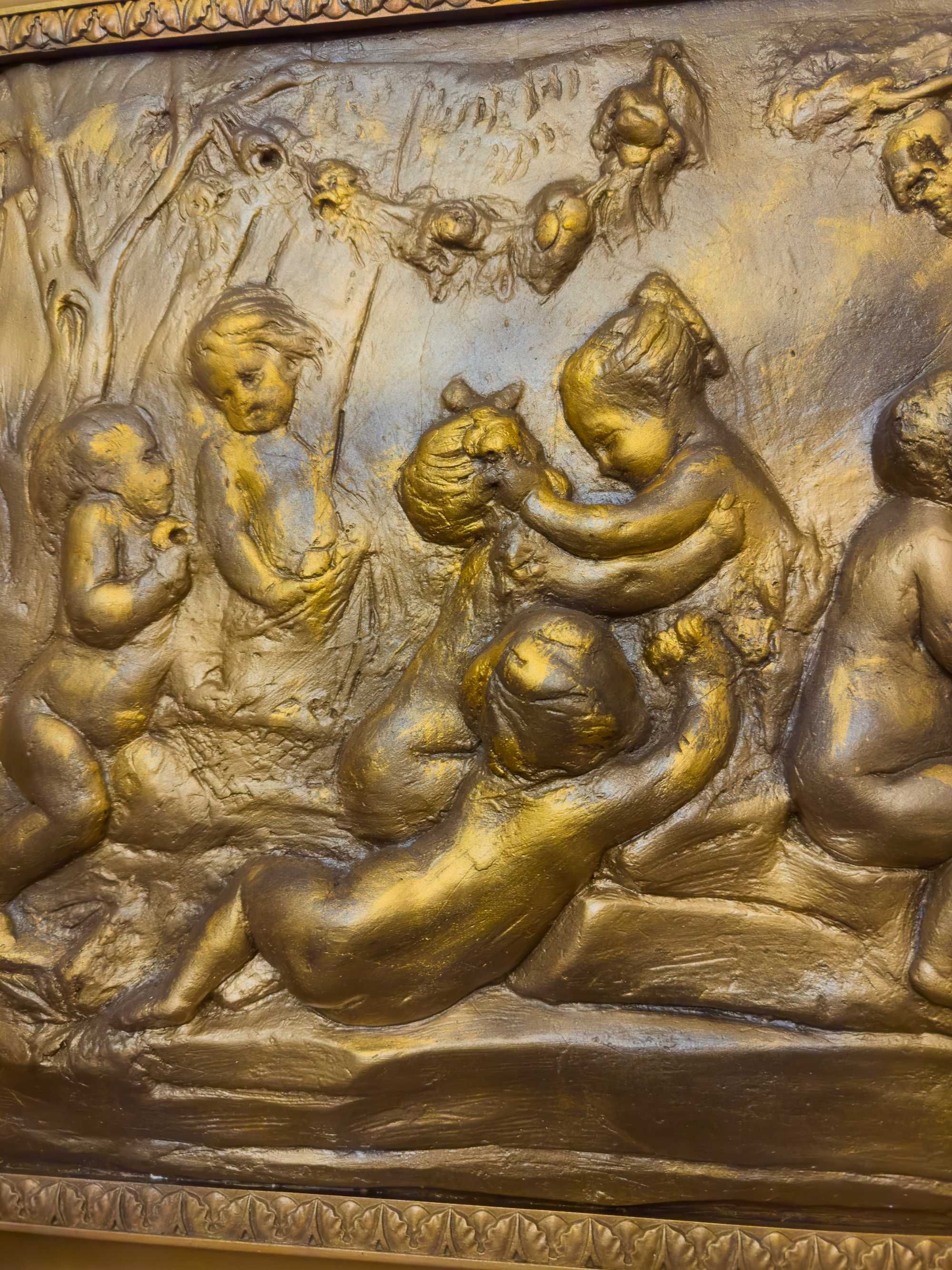 Quadro terracota jardim Paraíso anjos | século XIX