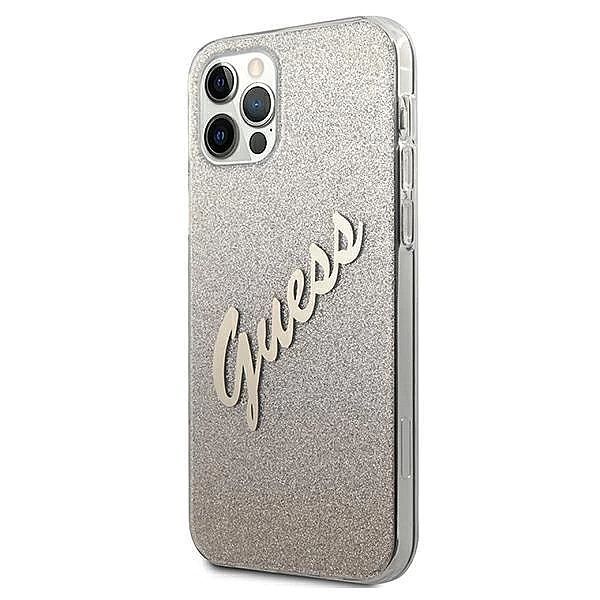 Etui Guess Glitter Gradient Script na iPhone 12 / iPhone 12 Pro - złot