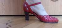 Damskie buty skórzane czerwone sandały czółenka Oppus