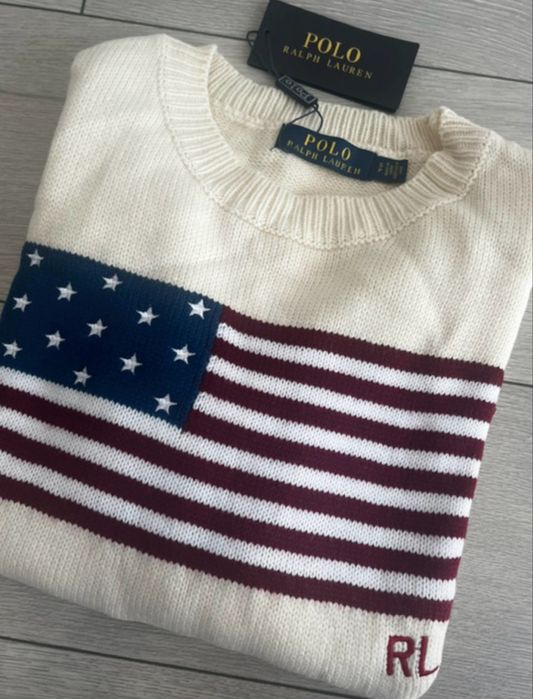 Camisola RL bege com bamdeira EUA