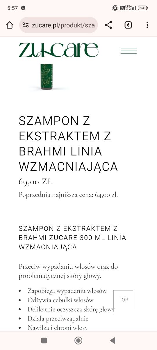 Zu Care ZuCare szampon wzmacniający brahmi