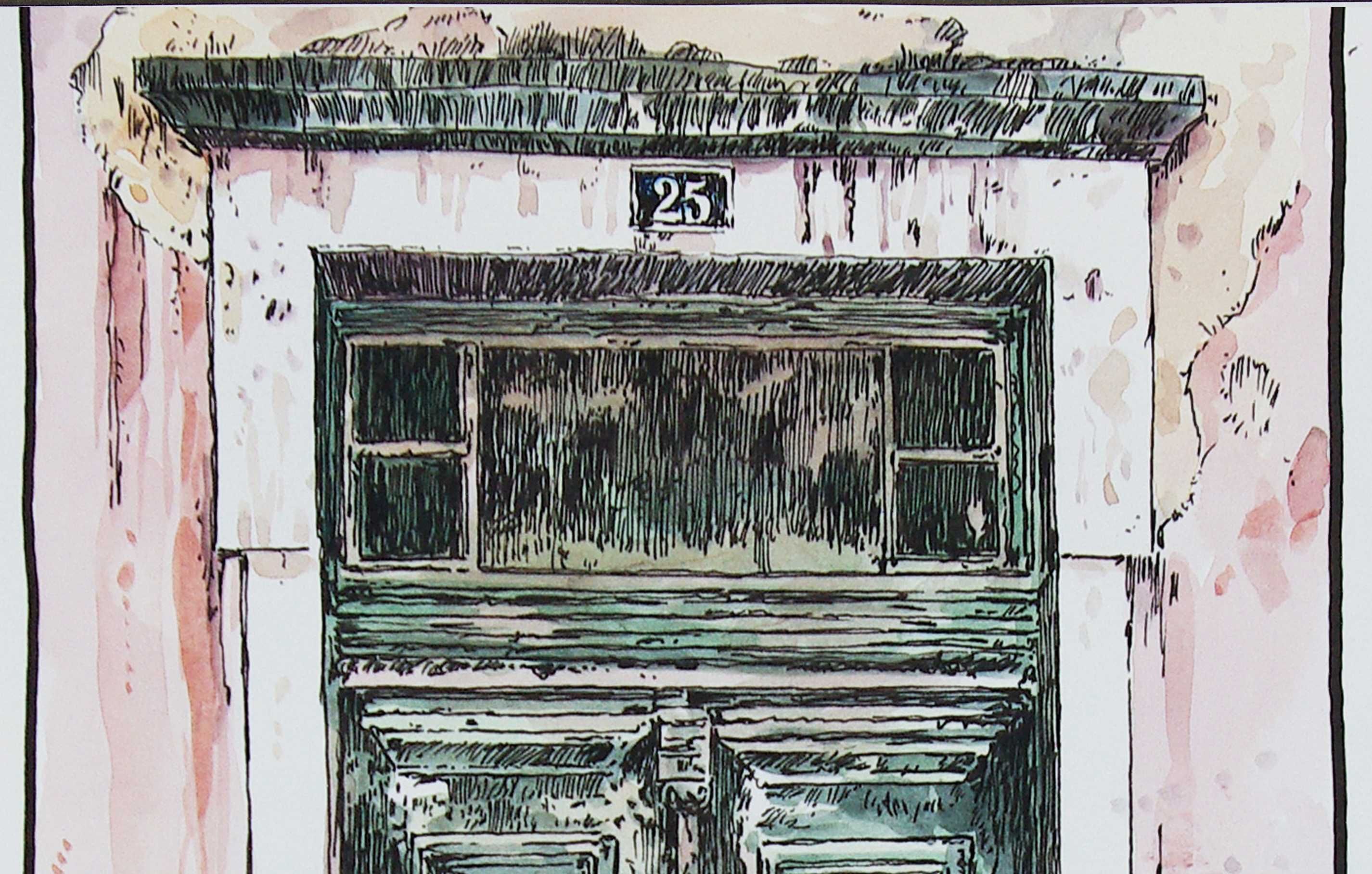 Aguarela e marcador permanente, Porta de Lisboa. Carlos Marques