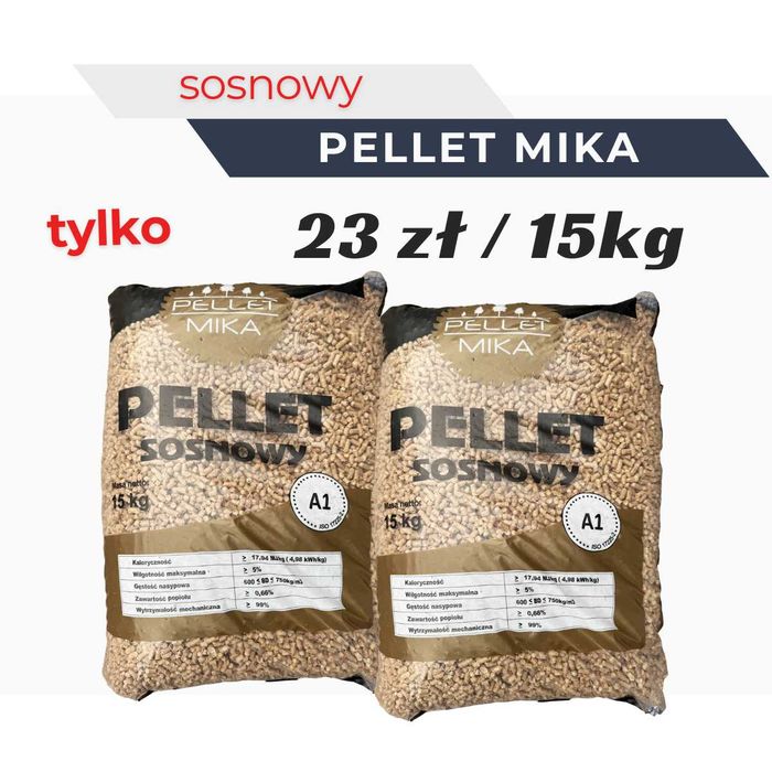Sosnowy Pellet MIKA EnPlus A1 / 6mm - Paleta 1005KG - 67 worków x 15KG
