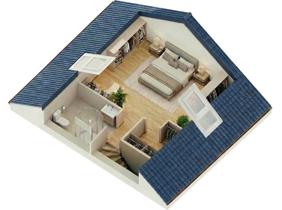 Strefa dla rodziców - master bedroom, dwie łazienki, garderoba/biuro