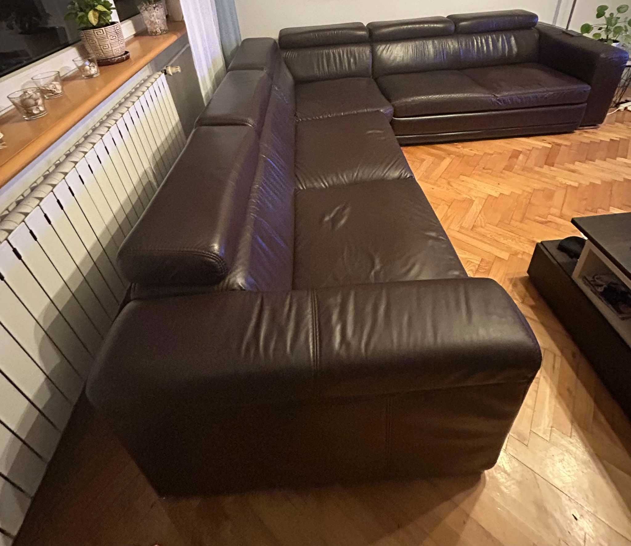 Narożnik wypoczynkowy skórzany z funkcją spania
