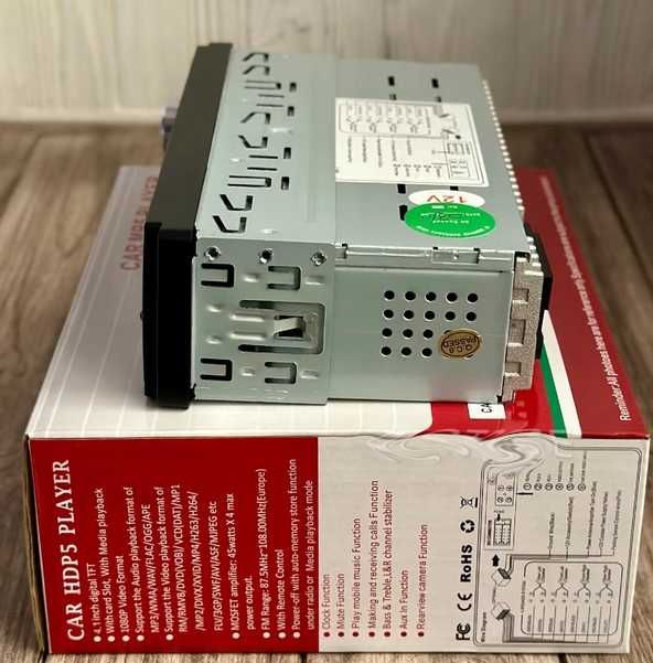 Автомагнитола с дисплеем bluetooth usb aux sd стандартный размер 1 din