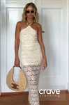 Sukienka Zara rozmiar S crochet z dekoltem halter dzianina bawełniana
