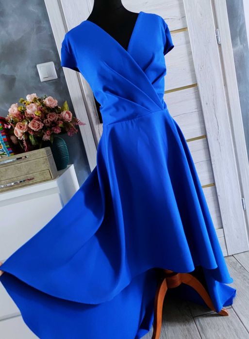 długa balowa suknia asymetryczna rozmiar xl 42 sukienka wieczorowa