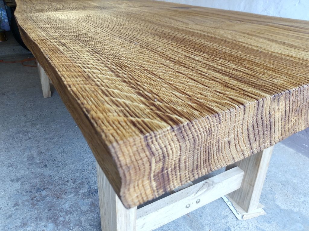 Stół dębowy piaskowany dąb monolit lite drewno surowy 240x90