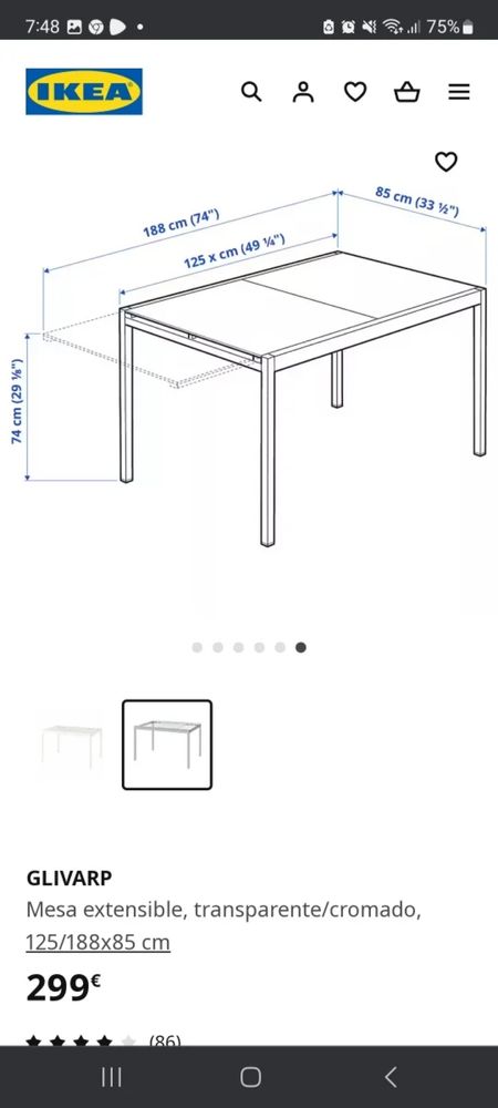 Mesa IKEA GLIVARP Extensível