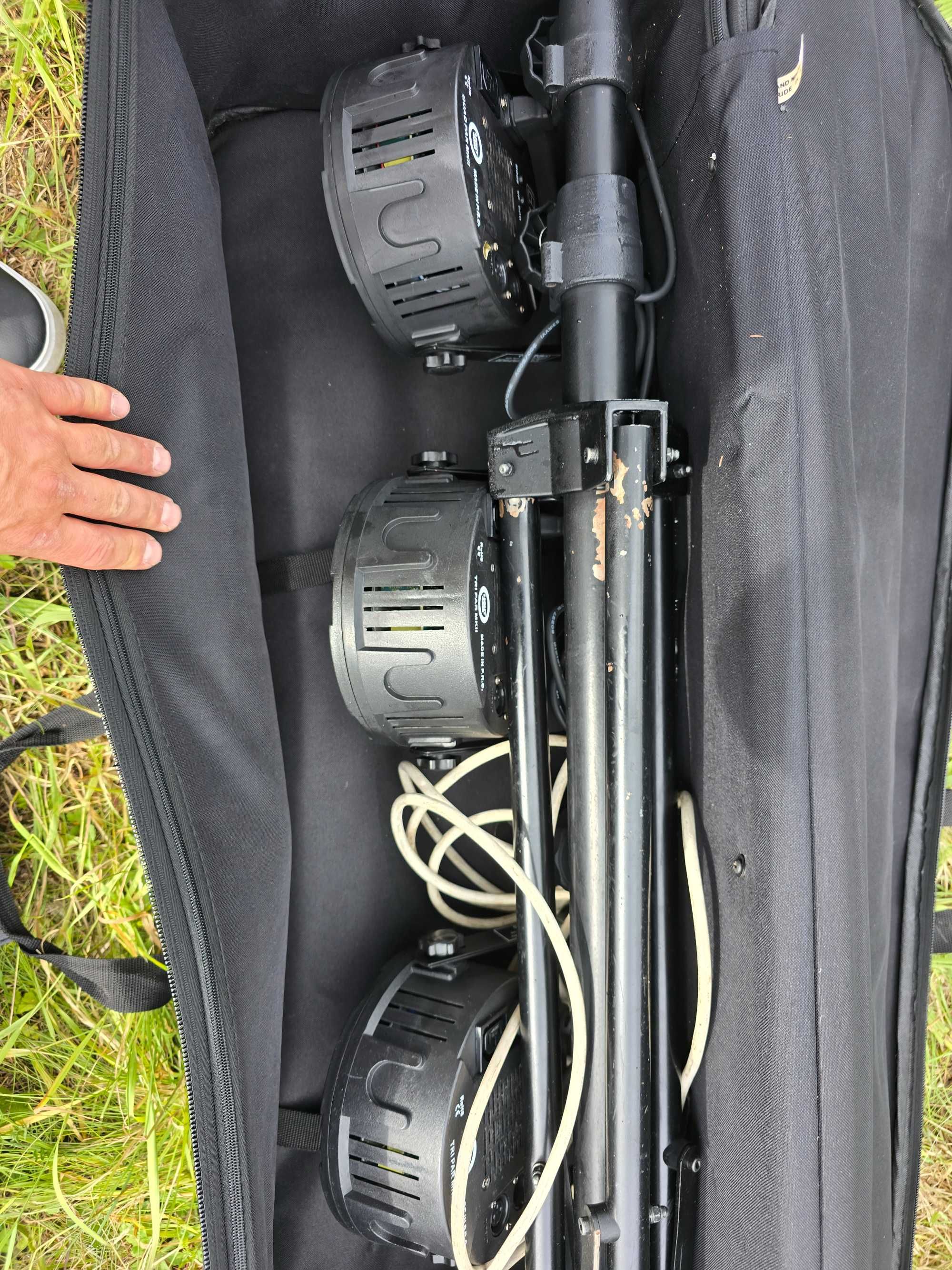 Światło estradowe, sprzęt dla DJ-a, PAR LED, zestaw, 4x PAR + statyw