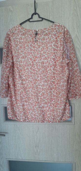 Koszula damska bluzka w kwiaty trapezowa 38 40 42 M L oversize mgiełka