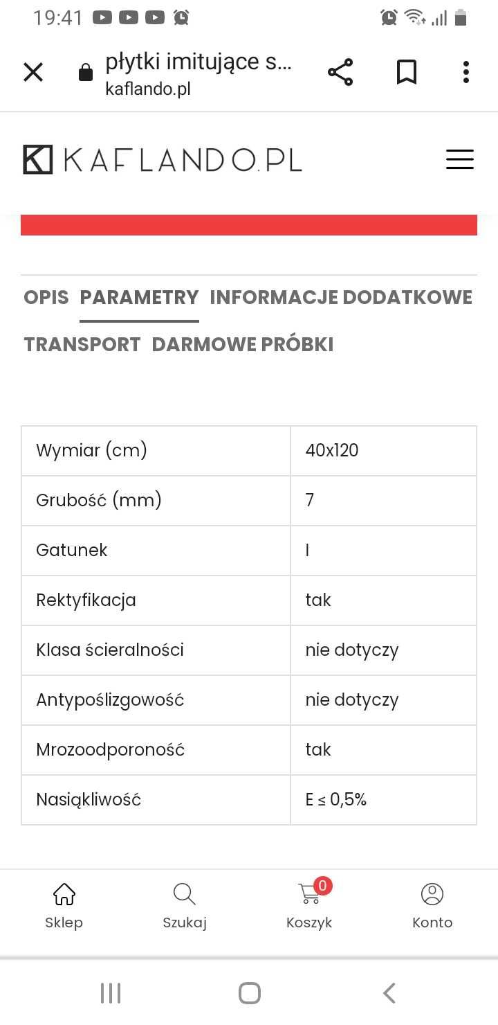 Płytki gres szare 120x40cm imitujące kamień - 3szt.