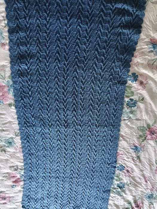 Manta azul lã feita á mão