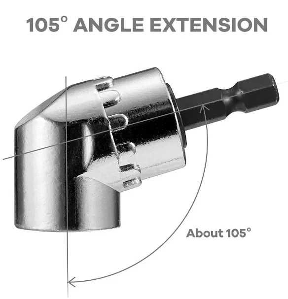 Угловой адаптер переходник для бит 1/4" для шуруповерта 105 градусов