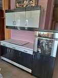 Nowy Zestaw mebli kuchennych fronty MDF czarno białe połysk 210 cm