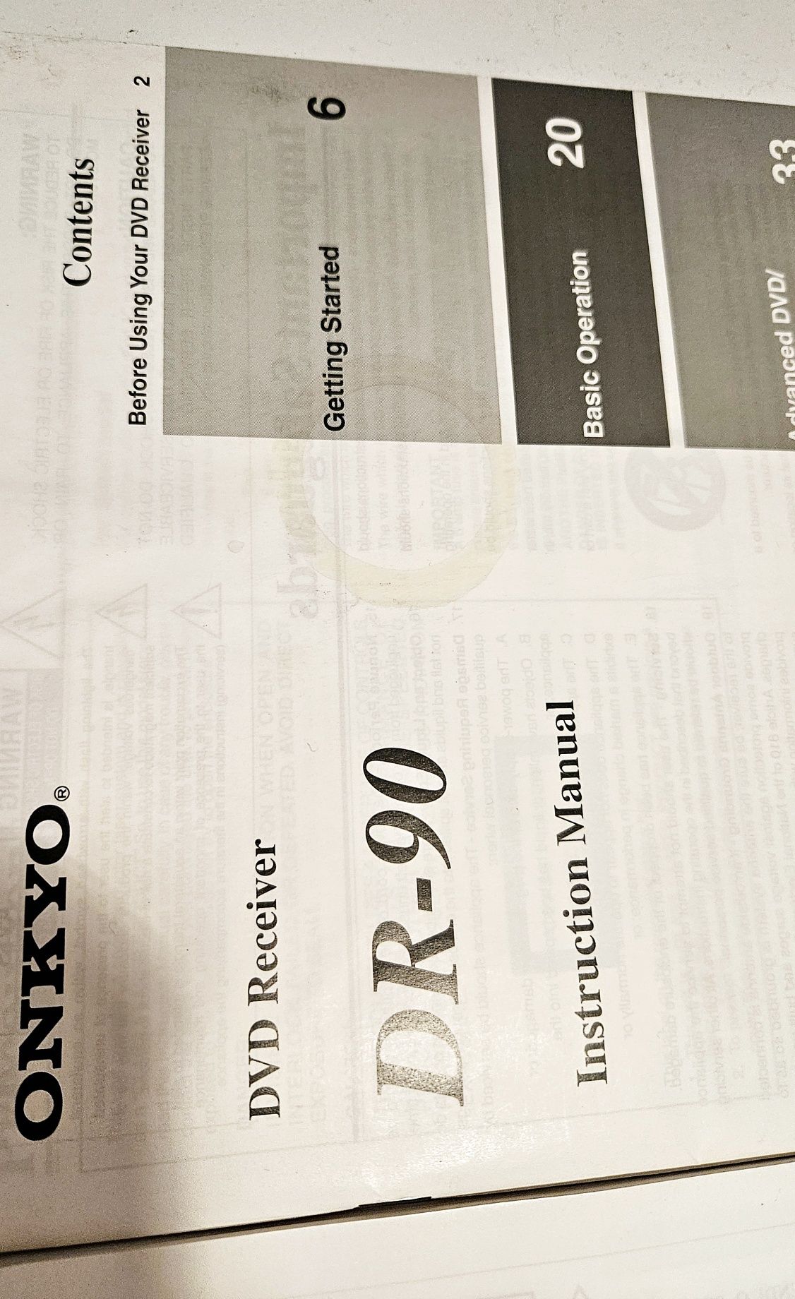 Onkyo DVD-Receiver DR-60 oryginalna instrukcja w 7 językach