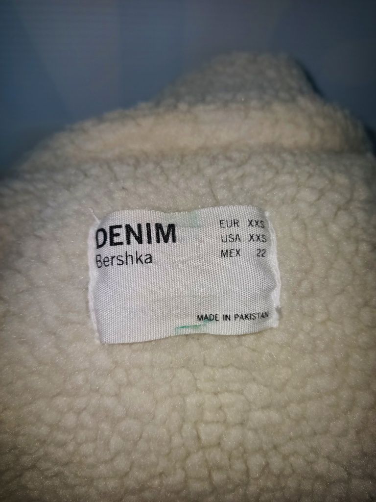 Bershka kurtka jeansowa kożuch męska r.XS