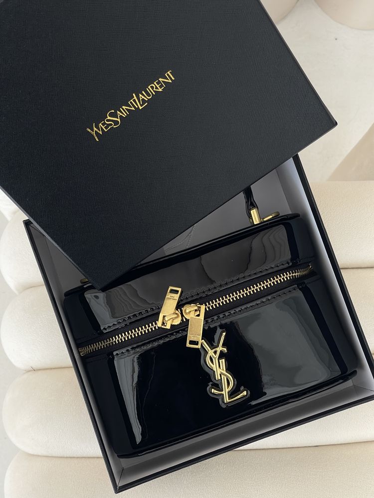 Сумка YSL Yves Saint Laurent Gaby Vanity Lacquered біла, бордова,чорна