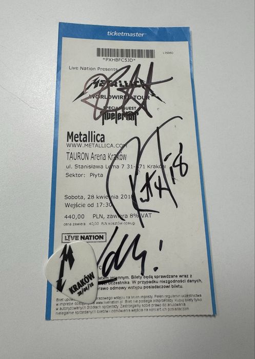 Oryginalna kostka gitarowa Metallica Kraków 28.04.2018