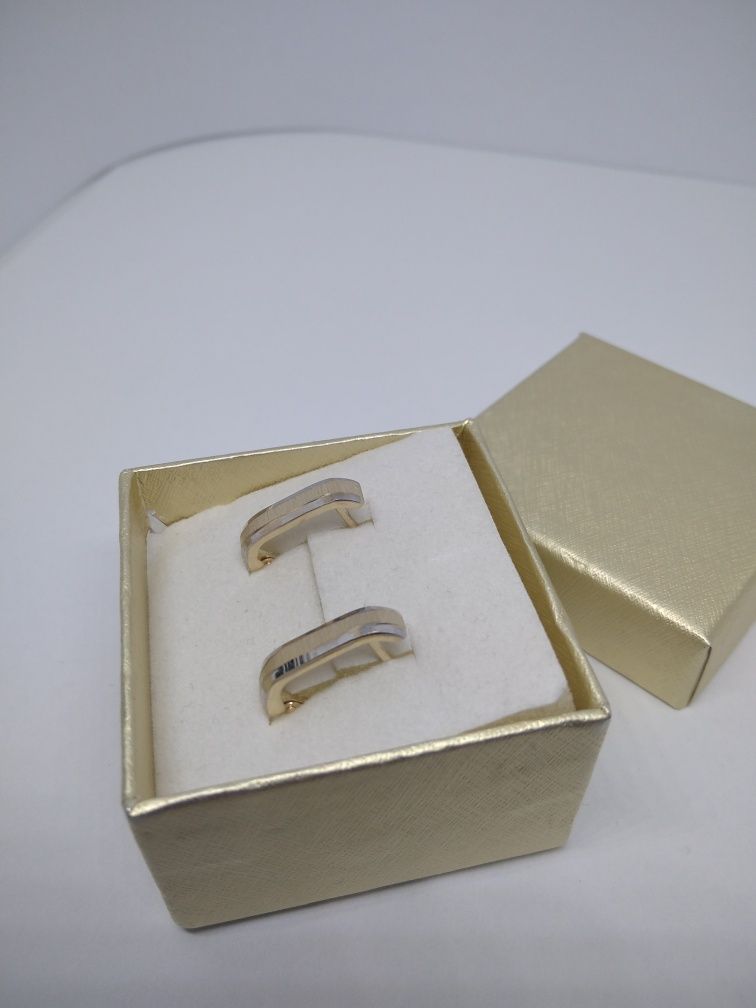 Złote eleganckie kolczyki z białym złotem 585   571