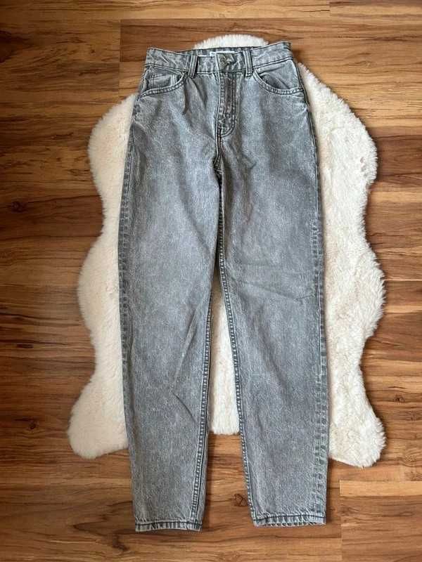 Szare jeansy Bershka Olivia XXS/XS – wysoki stan