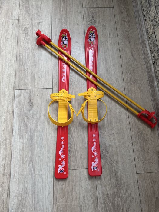 Лижі дитячі червоні пінгвіни