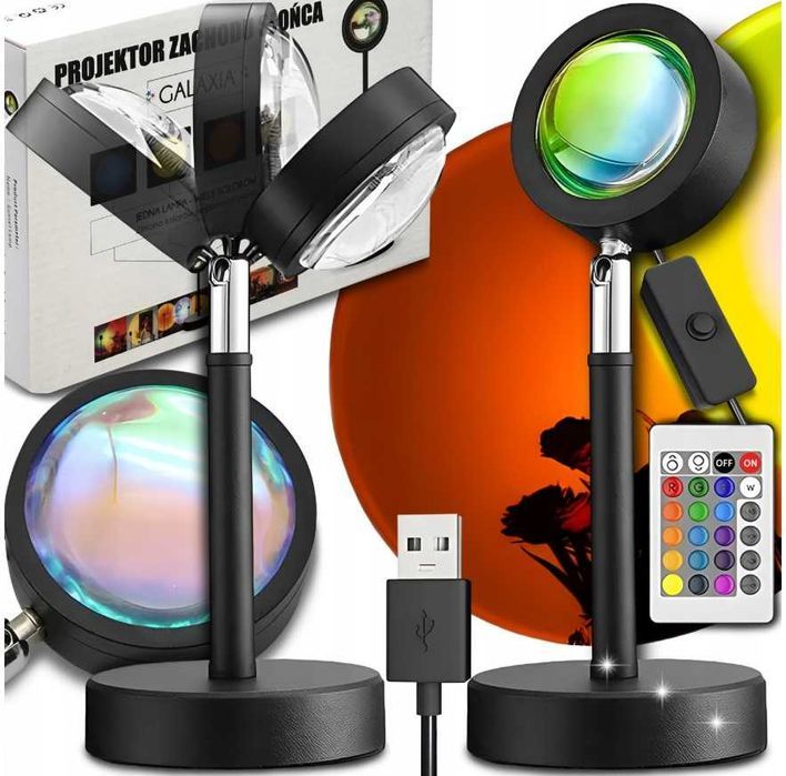 LAMPA ZACHÓD SŁOŃCA Lampka Sunset Lamp Projektor Wschód Słońce