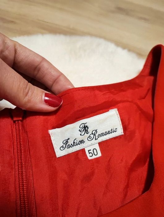 Czerwona elegancka sukienka 5XL 50 wesele chrzciny komunia impreza