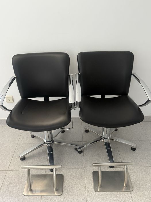 Rampa de lavagem com massagem + cadeiras de cabeleireiro + carrinho