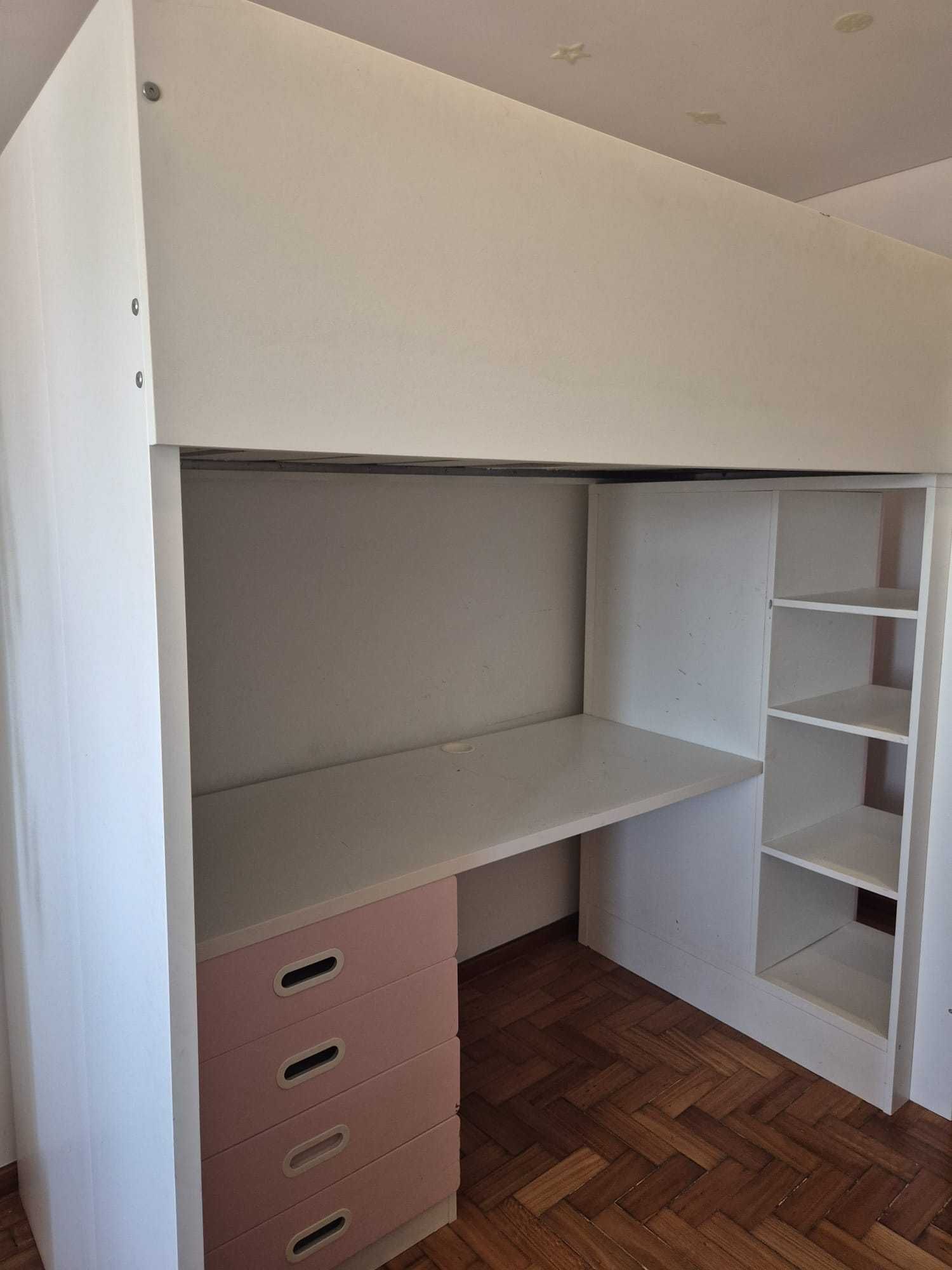 Beliche com secretária e roupeiro ikea SMASTAD