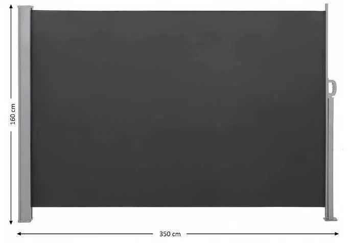 MARKIZA ROLETA Tarasowa Parawan Osłona WYSUWANA Boczna 160x350cm Szara