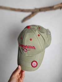 Czapka z daszkiem vintage khaki Canada na wiosnę bawełniana regulowana