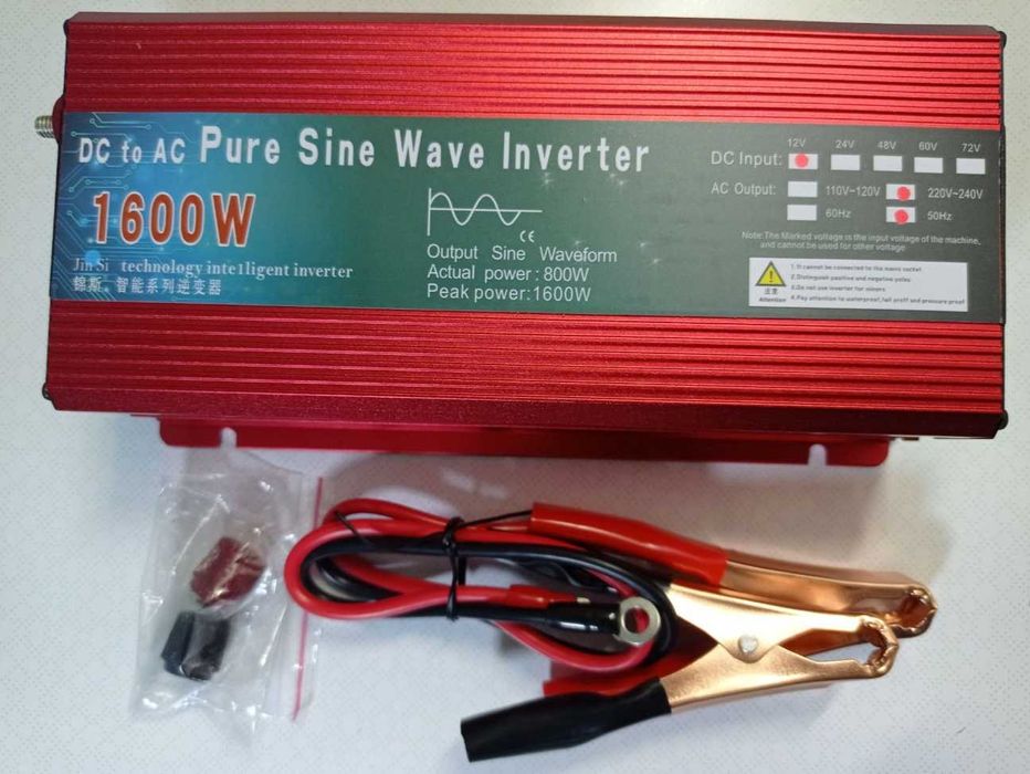 Інвертор 1600W чистий синус 12в. Для котла, холодильника, ноутбука