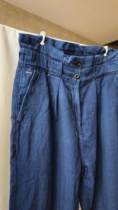 RAW piękne granatowe spodnie proste cargo baloon 28/32 kieszenie guzik