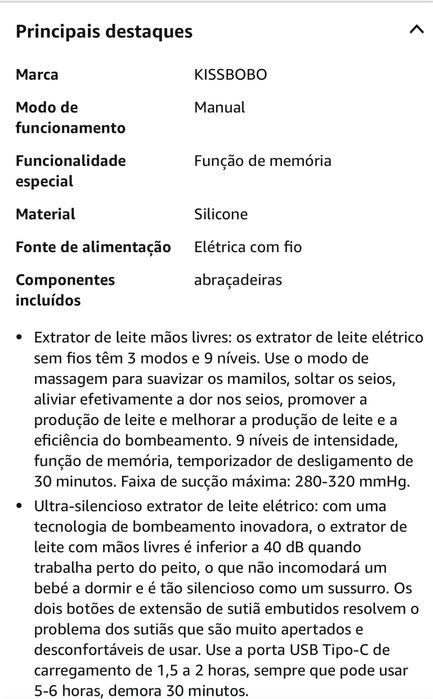 Bomba de extração de leite portátil