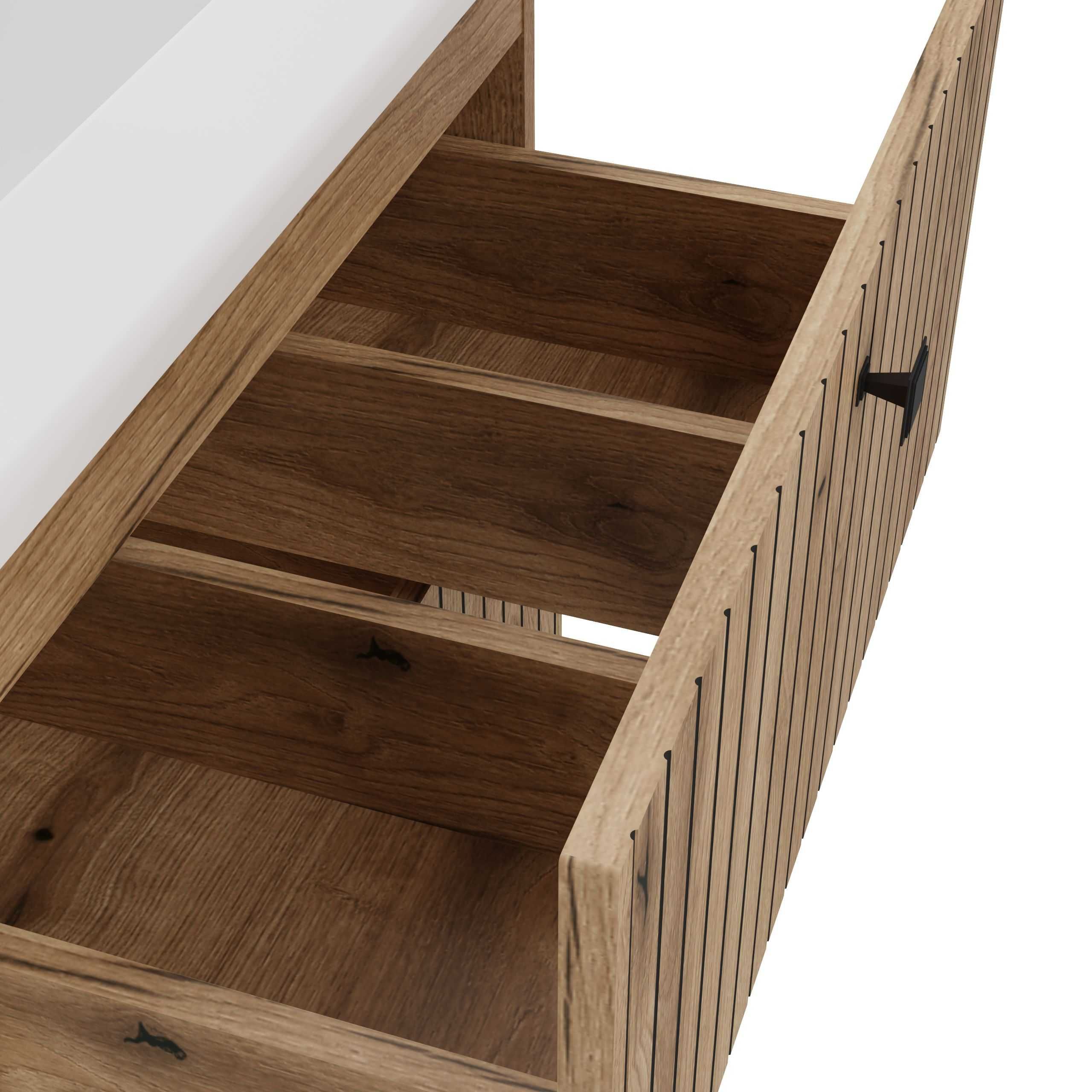 SZAFKA Pod Umywalkę TIGO 60 2S Ryflowany Front + Umywalka DĄB EVOKE
