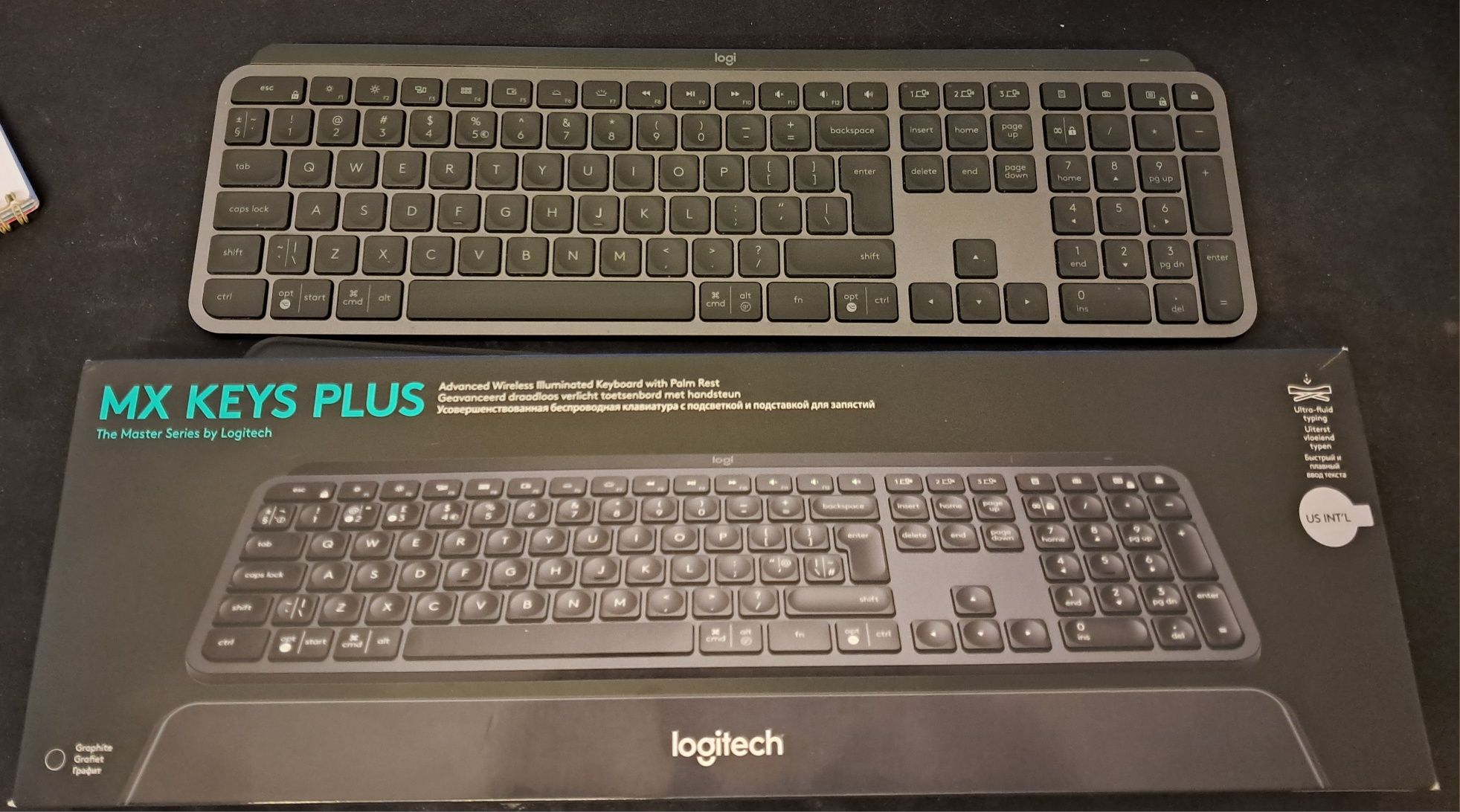 Klawiatura Logitech MX Keys Plus + podpórka pod nadgarstki