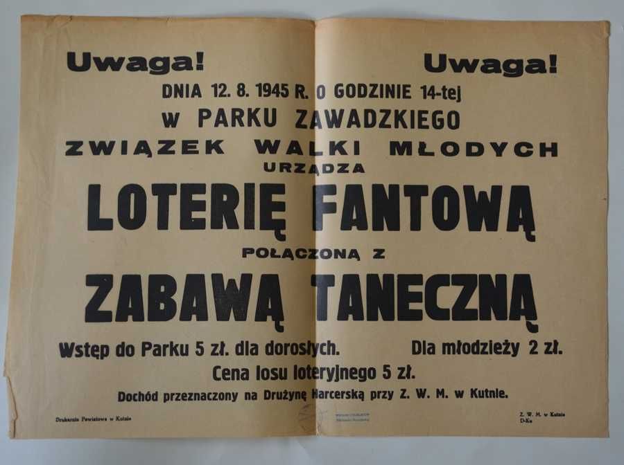 Afisz reklamowy Kutno 1945