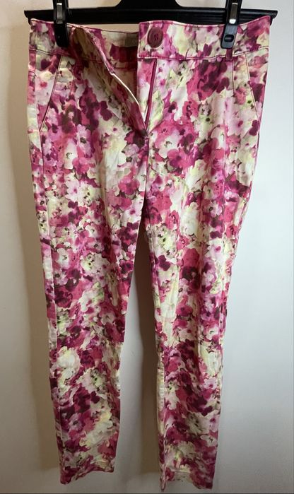 Джинси квітчаті рожево-жовті