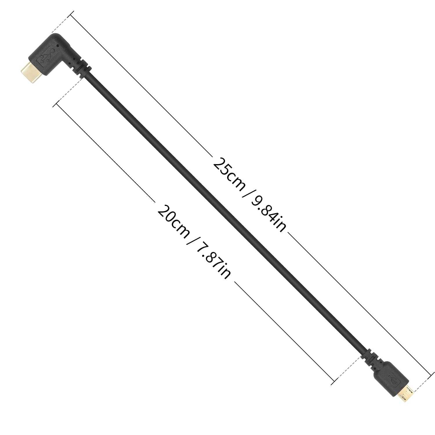 Przejściówka DUTTEK kabel USB TYP C 90° do Micro USB 25 CM