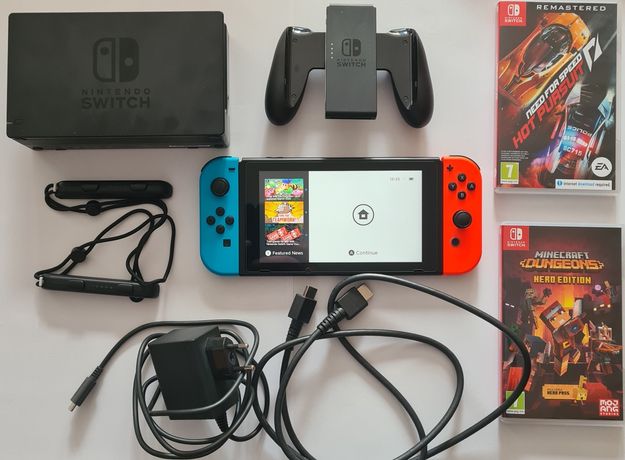 Konsola Nintendo Switch+Kontroler Switch Czerwono-Niebieski z Neonem