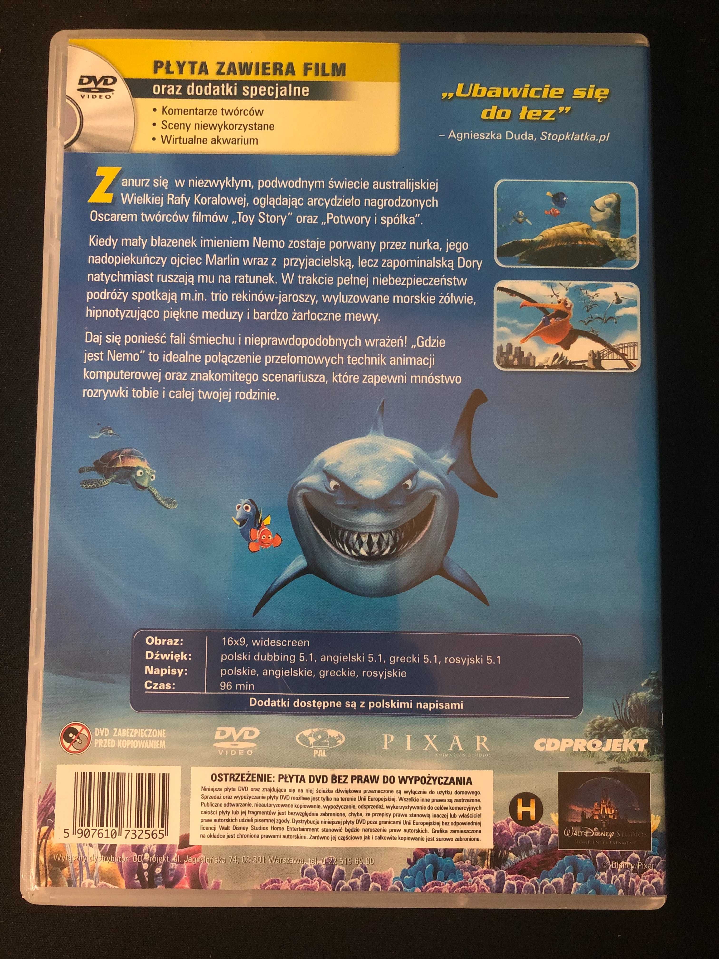 Gdzie jest Nemo Bajka Pixar-Disney