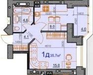 Продаж 1кк 35,7 м2. ЖК Курортний. Є-Оселя.