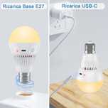 Żarówka USB C z pilotem bezprzewodowa 9W 3 barwy świecenia LED E27