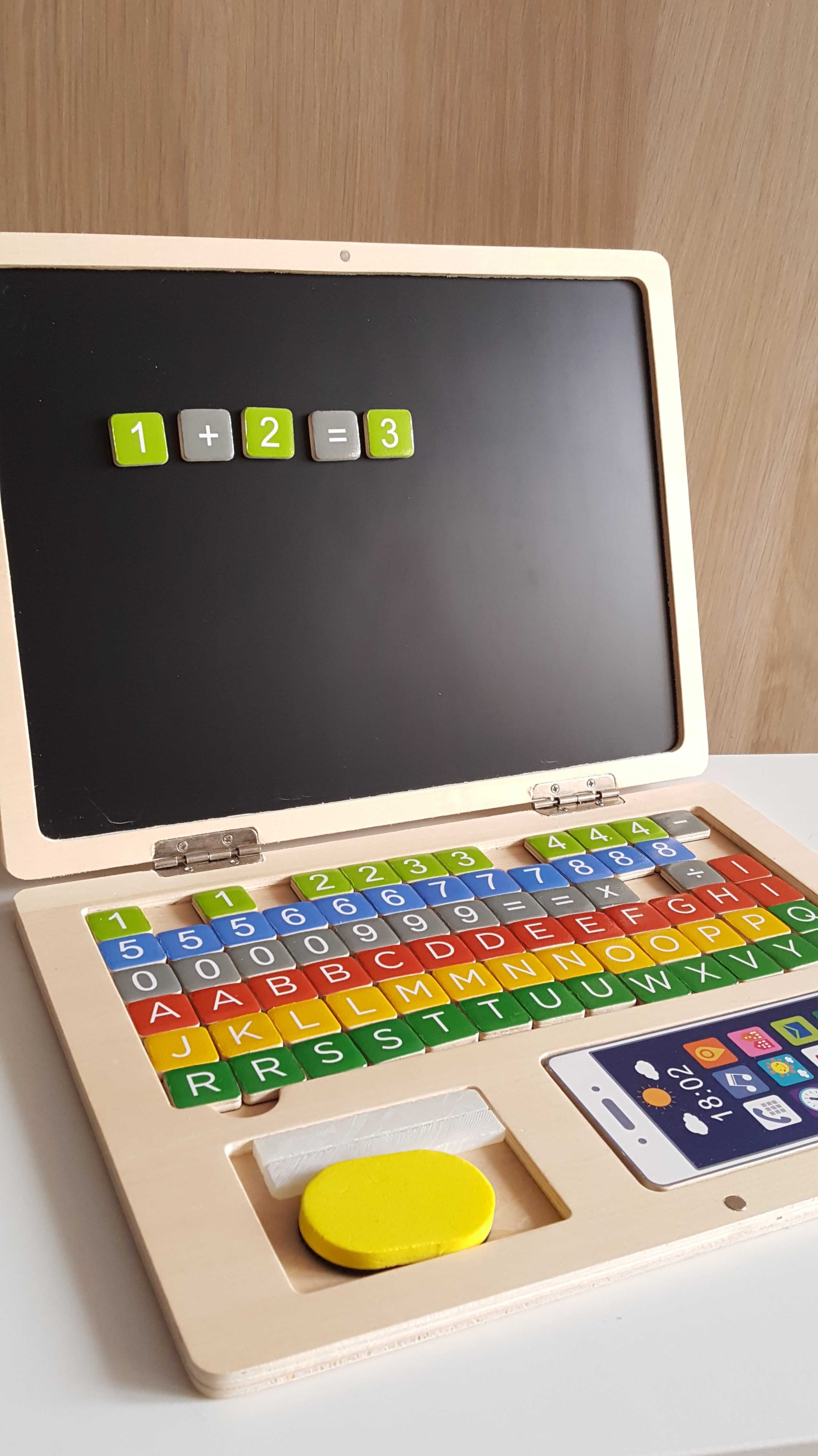 Drewniany laptop tablica magnetyczna nauka pisania liczenia