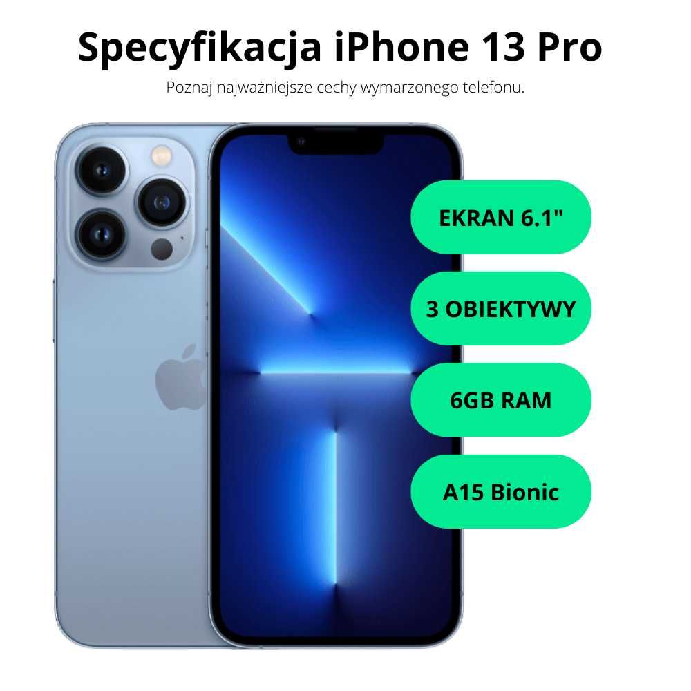 OKAZJA! iPhone 13 Pro 128 GB Sierra Blue/Gwarancja 24 msc/raty 0%
